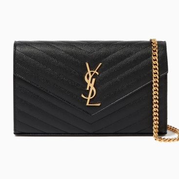 Túi đeo vai YSL Saint Laurent Black Cassandre Chain Wallet in Matelassé Leather