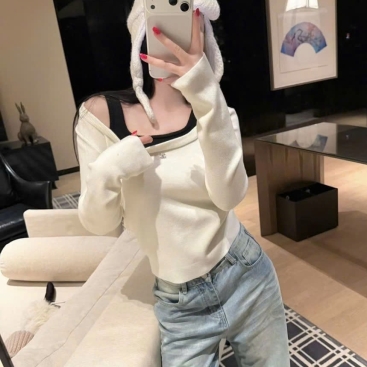 Áo nữ phối màu trắng đen Chanel