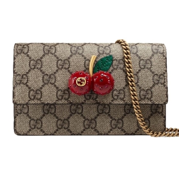 Túi đeo chéo Gucci GG Chain Wallets Supreme Mini Bag With Cherries