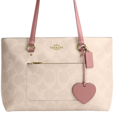 Túi Coach Station Tote Bag In Maxi Signature Canvas With Heart Charm CDB47