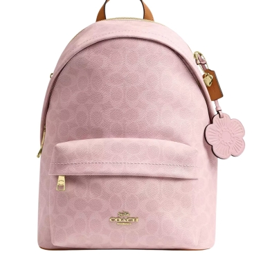 Balo Coach Taylor Small Backpack In Signature Canvas With Charms CEF46
