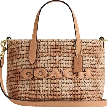 Túi Coach City Mini Tote Bag With Gingham Print straw Tan CEU31