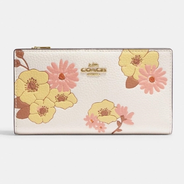 Ví nữ gập Coach Slim Zip Wallet With Floral Cluster Print Ch777