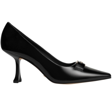Giày Charles and Keith Leather Sculptural-Heel Square-Toe Pumps Black Box SL1-61720052