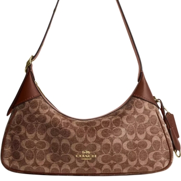 Túi Coach Ella Small Shoulder Bag In Signature Chenille Vintage Brown CDV37
