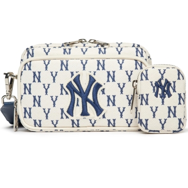 Túi đeo chéo nữ MLB NY Monogram Mini Crossbag New York Yankees Cream