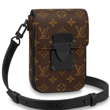 Túi đeo điện thoại Louis Vuitton LV Unisex S-Lock Vertical Wearable Wallet Monogram Macassar Coated Canvas Bags