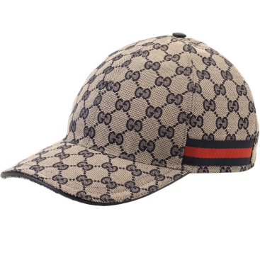 Nón Gucci Canvas Baseball Hat With Web Beige and blue Original GG Canvas