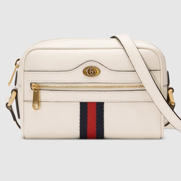 Túi đeo chéo nữ Gucci GG Ophidia White Leather Mini Bag màu trắng