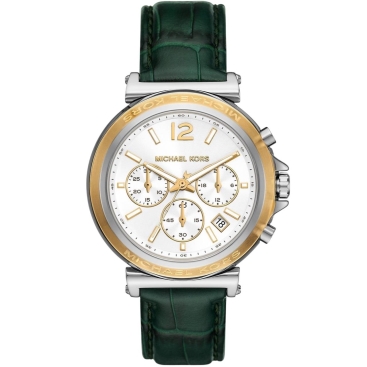 Đồng hồ nữ Michael Kors Oversized Maren Silver-Tone and Crocodile Embossed Leather Watch MK7498