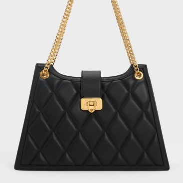 Túi đeo chéo CNK Charles Keith Cressida Quilted Trapeze Chain Bag CK2-30151307