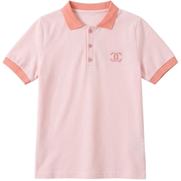 Áo thun nữ cổ polo màu hồng Chanel