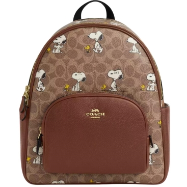Balo Coach X Peanuts Court Backpack In Signature Canvas With Snoopy Print CBM25