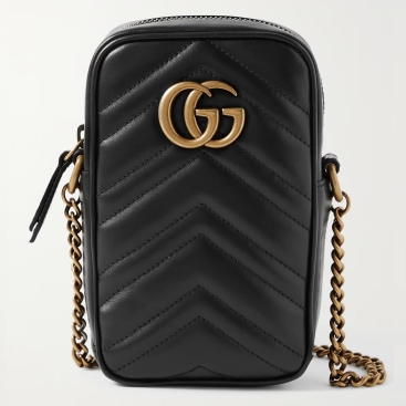 Túi đeo điện thoại Gucci GG Marmont Mini Black Quilted Leather Pouch