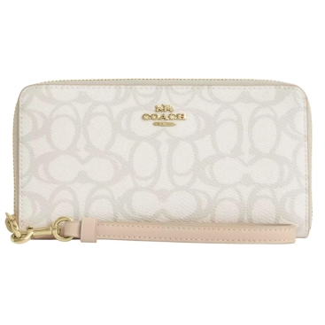 Ví Coach dài Long Zip Around Wallet In Sketch Signature Canvas Ivory CBO02