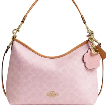 Túi Coach Laurel Shoulder Bag In Signature Canvas With Charms Powder Pink CEL12