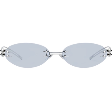 Kính Gentle Monster Node 02 Oval Sunglasses in Glossy Silver Metal
