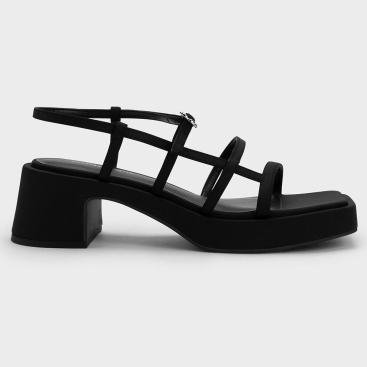 Giày Sandal nữ CNK Charles Keith Selene Black Flower Buckle Strappy Sandals CK1-60920348