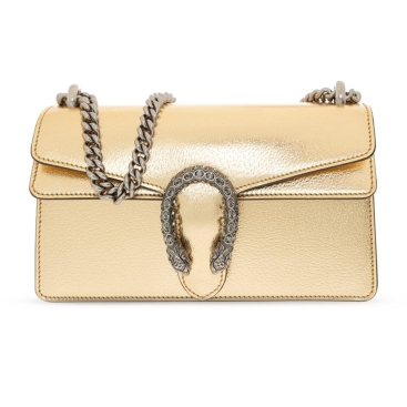 Túi xách nữ Gucci đầu rồng Mini Gold Metallic Leather Dionysus Shoulder Bag
