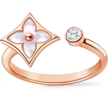 Nhẫn Louis Vuitton Color Blossom Mini Star Ring White Mother-of-Pearl and Diamond