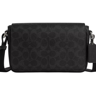 Túi Coach Nam Jack Small Flap Crossbody Bag In Signature Canvas Black CDZ95
