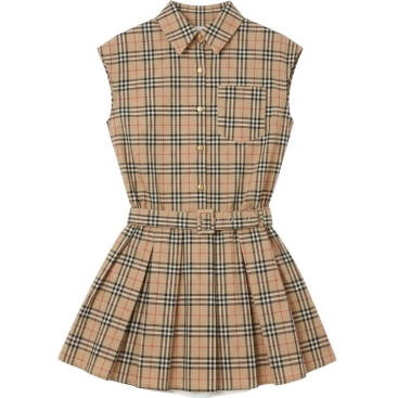 Áo đầm sọc nâu lớn dáng xòe Burberry