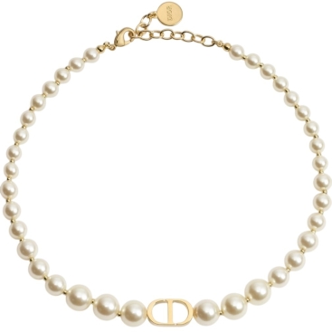 Vòng cổ Dior 30 Montaigne Short Necklace Gold-Finish Metal and White Resin Pearls