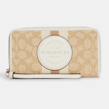 Ví dài nữ Coach Dempsey Large Phone Wallet In Signature Jacquard With Stripe And Coach Patch